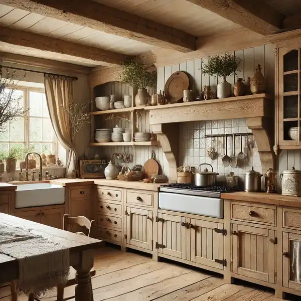 Farmhouse Kitchen Decor Ideas A cozy farmhouse kitchen design featuring timeless rustic elements
