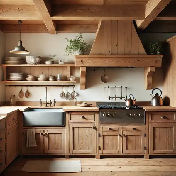 Farmhouse Kitchen Decor Ideas A simple farmhouse kitchen with easy to care for elements